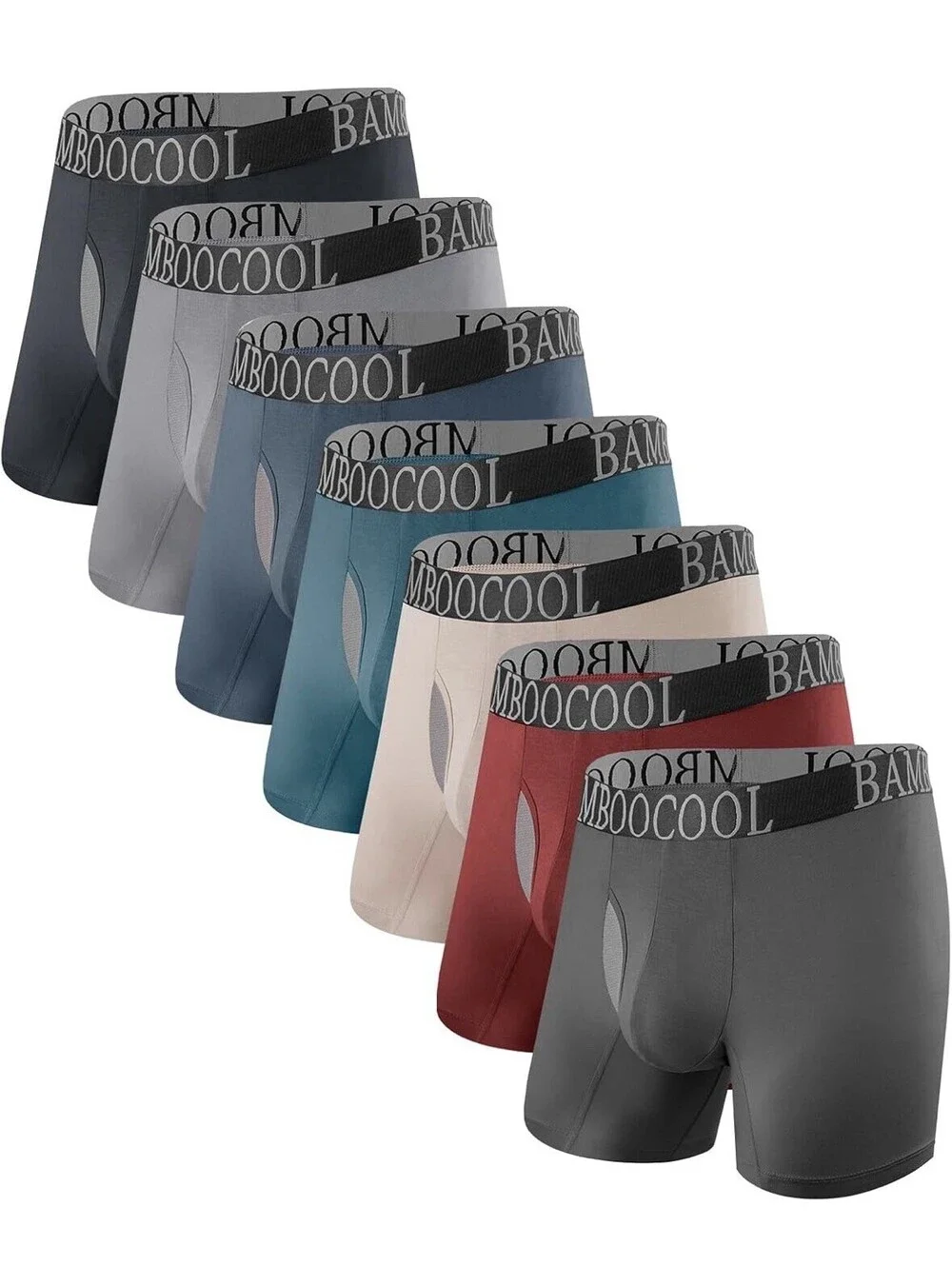 BAMBOO COOL 7 Pack Breathable Mesh Boxer Briefs With Fly Men’s M